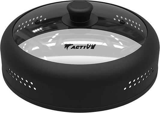 Microwave Cover for Food, Silicone and Glass Splatter Guard Lid for 6–7–8–9-10-10.5 inch Plates & Bowls. By EZY ACTIVE