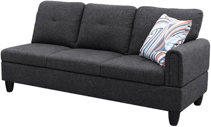 NicBex L Shaped Couch Sectional Couches for Living Room 2 Pieces Modern Sectional Sofa with Left Chaise Sectional Couch with Solid Frame for Living Room, Linen, Black Grey