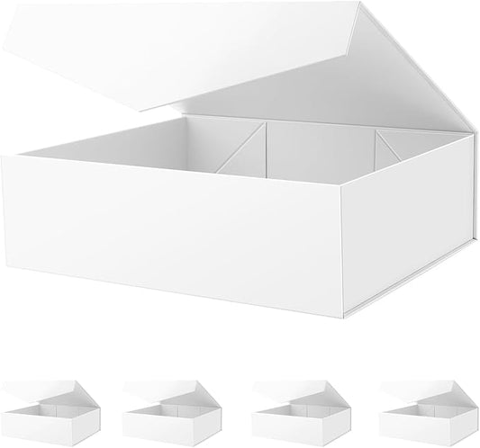 5 Extra Large Gift Boxes with Lids 16.3x14.2x5 Inches, White Gift Boxes Large, Bridesmaid Boxes, Magnetic Gift Boxes for Clothes and Large Gifts (Matte White)