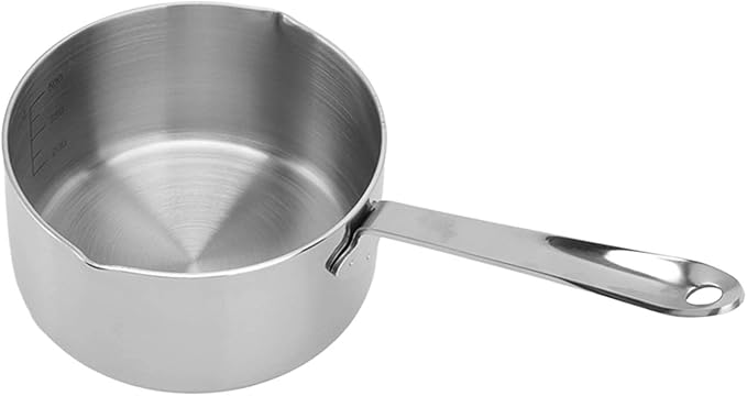 Butter Warmer Pot, 12oz/17oz Stainless Steel Milk Warmer Mini Butter Melting Pot with Dual Pour Spout Small Saucepan for Milk Butter Sauce(500ml/17oz)