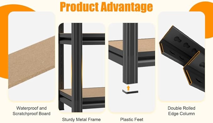 【Five Solid Wood Countertop Steel Shelf】 57.48×29.53×11.81 inches Steel and Wood Combination Storage Cabinet Adjustable Tier Height Multifunctional Shelf for Living Room and Study Room