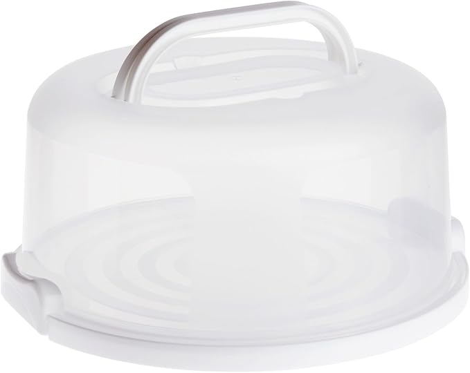 Juvale Round Cake & Pie Carrier with Lid & Handle - 12 x 5.9 in - Plastic Cake Storage Container & Dessert Carrier for Cupcakes - Reusable Collapsible Design