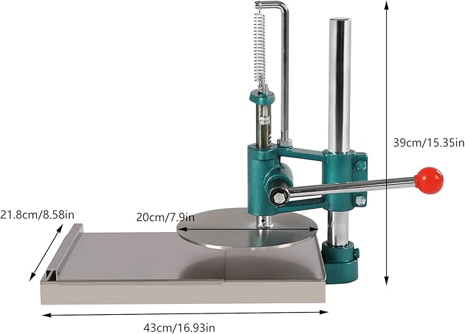 Pizza Dough Press Machine, 7.9" Manual Pastry Press Machine Household Pizza Dough Stainless Steel Maker w/Dual 0.2in Thick Plates for Making Hand Pies Meatloaf Pizza Crusts Soft Rolls Puff Pastry