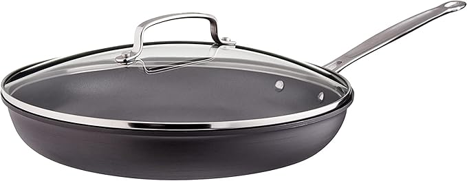 Cuisinart 11-Piece Nonstick Cookware Set, Black, 55-11BK & 12-Inch Skillet, Nonstick-Hard-Anodized with Glass Cover, 622-30G