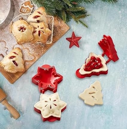 Christmas 6PCS Hand Pie Molds, Mini Pie Maker, Cute Baking Supplies, Festive Pie Press & Pastry Molds for Holiday Parties & Baking (6)