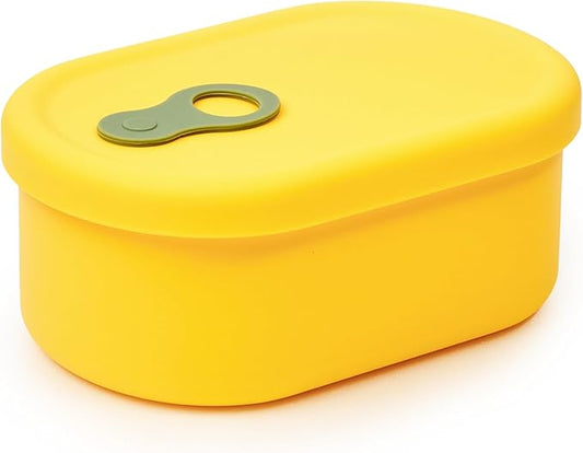 Premium Korean-Made Silicone Airtight Food Container with Steam Vent – BPA Free, Leakproof, Microwave & Freezer Safe Meal Prep. & Leftovers Storage (Mango Yellow, 500ML)