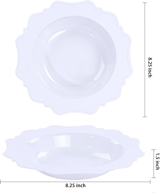 COLOSUS 60 Pack White Plastic Bowls, 12 oz Disposable Soup Bowls, Premium Plastic Dinner Bowls,Heavy-duty Dessert Salad Bowl for Party, Wedding, Dinner, Christmas, Thanksgiving, and Catering