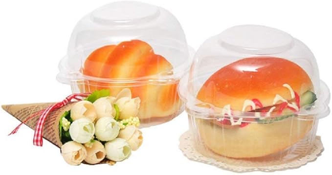 BlueSnail 50 pieces Plastic Single Individual Cupcake Muffin Dome Holders Cases Boxes Cups Pods