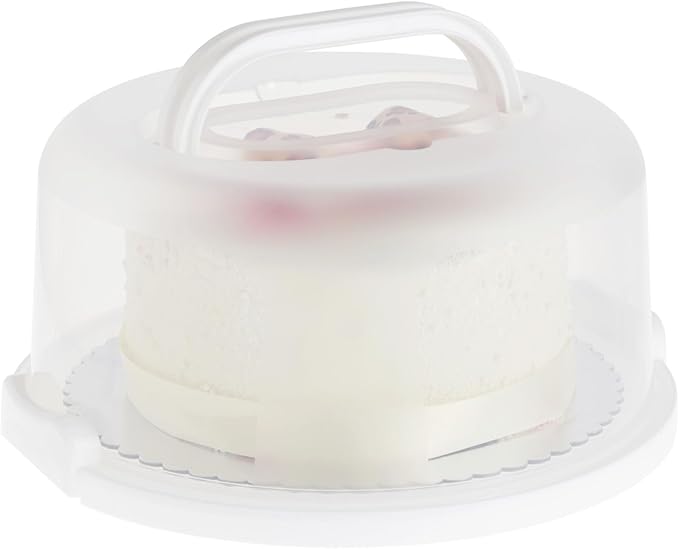 Juvale Round Cake & Pie Carrier with Lid & Handle - 12 x 5.9 in - Plastic Cake Storage Container & Dessert Carrier for Cupcakes - Reusable Collapsible Design