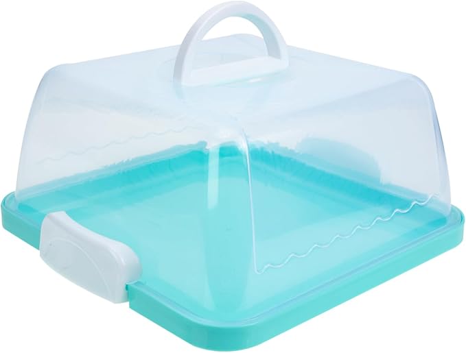 VICASKY Dessert Carrier Collapsible Cake Rectangular Square Stand With Lid Portable Box Round Cover Cupcake Holder Transparent Storage Cakes Plastic Bride Mini Handheld Birthday Handle Two Sided