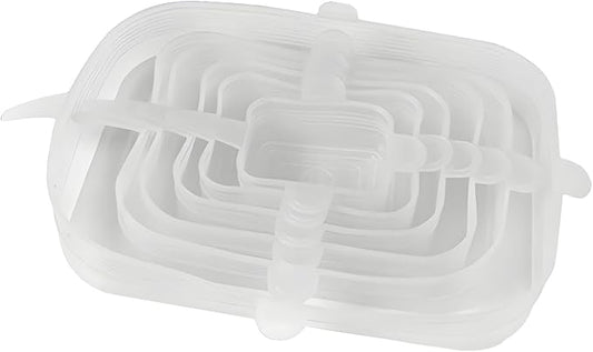 TopHomer 6 Packs Rectangular Silicone Stretch Lids Set of 6 Sizes Reusable Sturdy Container Cover, Keeping Food Fresh, Dishwasher and Freeze