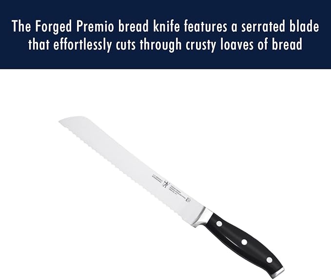 HENCKELS Forged Premio 8-inch Bread Knife, Black/Stainless Steel