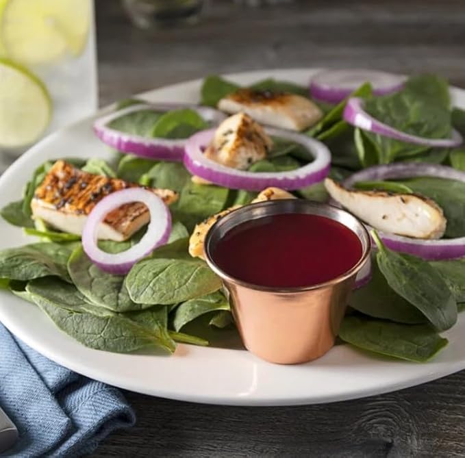 24 pcs Rose Gold Copper Stainless Steel Condiment Small Sauce Cups - Round Ramekin Dipping Ramiken, Commercial Grade Metal Condiment for Ketchup, Soy Sauce, Vinegar, Butter