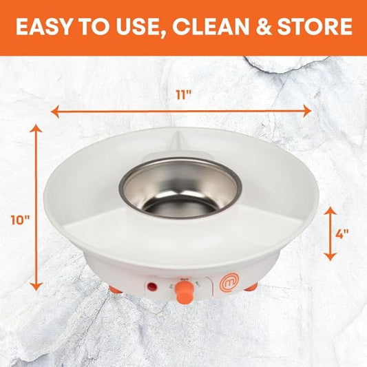 MasterChef Chocolate Fondue Maker- Halloween Candy Bar Melter, Spooky Charcuterie Must Have- Electric Dessert Fondue Pot Set w 4 Forks & Party Serving Tray- Melt, Warm Settings for Caramel & Cheese