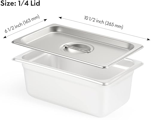 CURTA 6-Pack 1/4 Size Steam Table Pan Cover With Handle, NSF, Hotel Pan Lid, Catering Food Lid