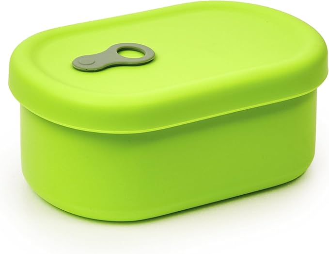 Premium Korean-Made Silicone Airtight Food Container with Steam Vent – BPA Free, Leakproof, Microwave & Freezer Safe Meal Prep. & Leftovers Storage (Green Apple, 350ML)