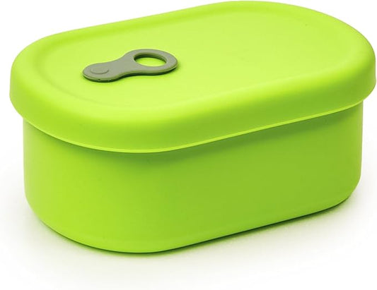 Premium Korean-Made Silicone Airtight Food Container with Steam Vent – BPA Free, Leakproof, Microwave & Freezer Safe Meal Prep. & Leftovers Storage (Green Apple, 350ML)