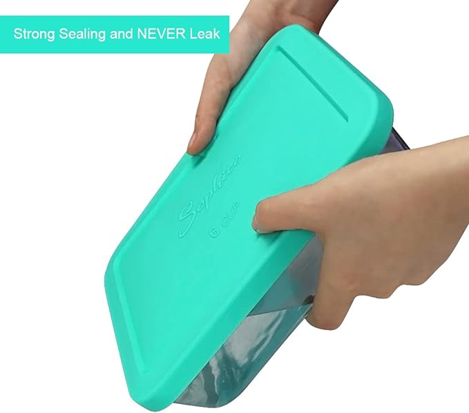 Sophico 6 Cup Rectangle Silicone Storage Cover Lids Replacement for Pyrex 7211-PC Glass Bowls, Container not Included (Navy Blue-Mint)