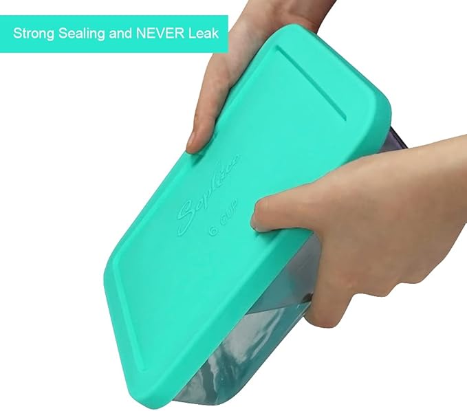Sophico 6 Cup Rectangle Silicone Storage Cover Lids Replacement for Pyrex 7211-PC Glass Bowls, Container not Included (Mint)