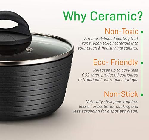 NutriChef 12-Piece Hard Anodized Nonstick Cookware Set - Induction Ready Pots & Pans with Elegant Ridge-Line Pattern, Heat-Resistant Lacquer, Gray