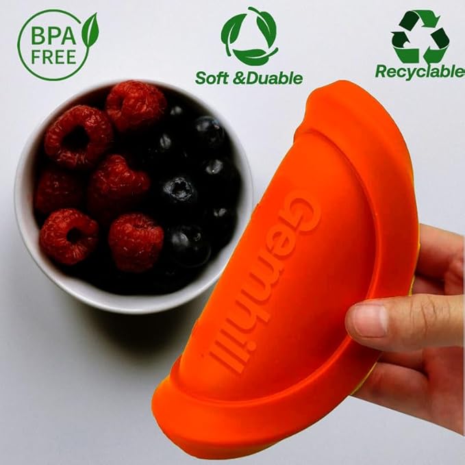 2 Cup Silicone Storage Cover Lids Replacements for Round Anchor Hocking Glass Bowls and Pyrex 7200-PC Glass Bowls |Container not Included|(Orange, 4 Pack)