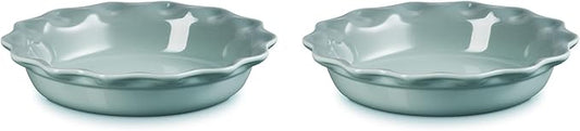 Le Creuset Stoneware Set of 2 Heritage Fluted Pie Dish, 9", Sea Salt