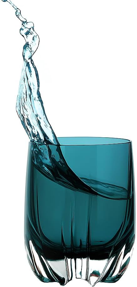 Barski Whiskey Glasses - Double Old Fashioned Teal Blue Rocks Glass - Set of 2 Lowball Tumbler - Heavy Base- DOF Crystal Glass Tumblers - For Scotch, Bourbon, Drinking Glasses - 11 oz, Made in Europe