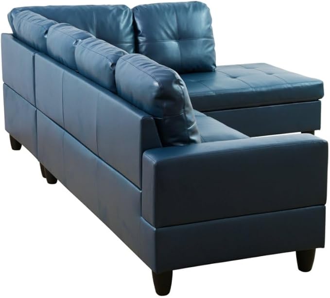 NicBex L Shaped Couch Sectional Couches for Living Room 2 Pieces Modern Sectional Sofa with Right Chaise Sectional Couch with Solid Frame for Living Room, Semi PU Leather, Peacock Blue