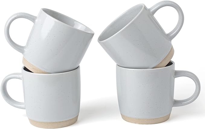 famiware Coffee Mugs for 4, 13 oz Mug Set, Dringking Cup with Handle for Coffee, Tea, Cocoa, Milk, Milkyway serise, Ligth Gray