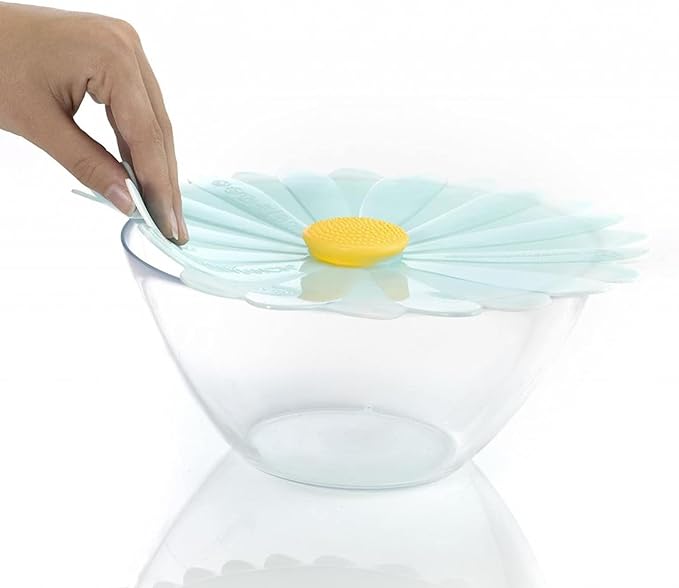 Charles Viancin - Daisy Silicone Lid for Food Storage and Cooking - 11''/28cm - Airtight Seal on Any Smooth Rim Surface - BPA-Free - Oven, Microwave, Freezer, Stovetop and Dishwasher Safe - Aqua