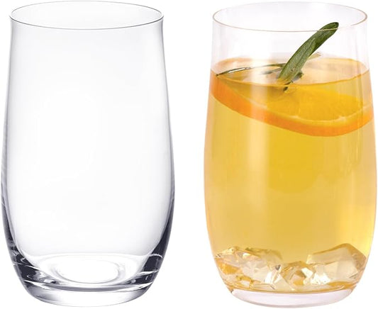 KAMMAK Drinking Glasses Set of 2, 15oz Crystal Water Glasses, Everyday Tall Glass Cups, Highball Glass for Cocktail, Juice, Mojito, Iced Tea, Kitchen and Bar Glassware Gifts,Collins Glasses