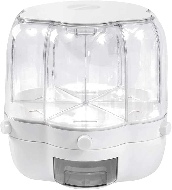 360° Rotatable Cereal Dispenser, One-Click Rice Output, Visible Round Multigrain Tank Cup Dry Rice Container Food Dispenser Sealed Grains Cans Grain Storage Tank for Storage Small Beans(Style 6)