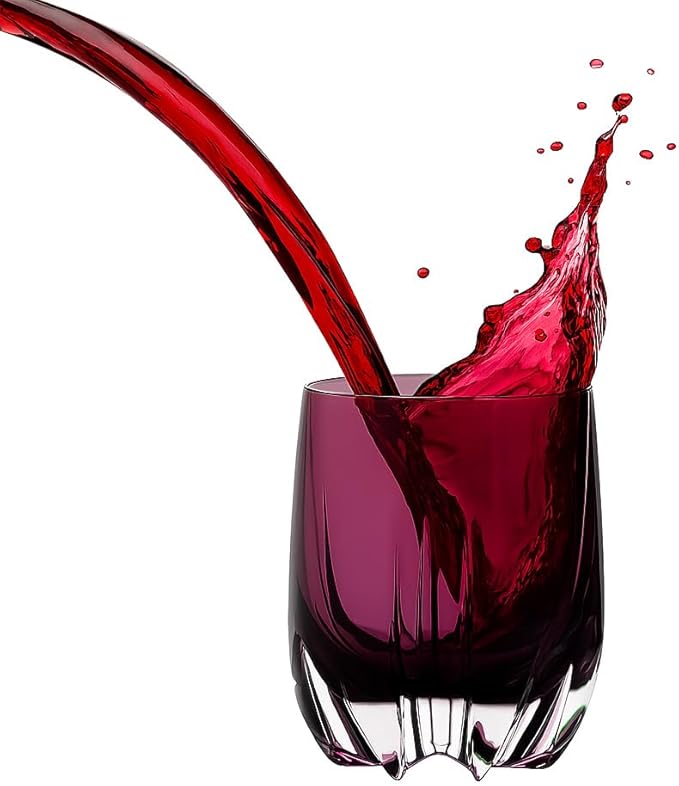 Barski Whiskey Glasses - Double Old Fashioned Amethyst Rocks Glass - Set of 2 Lowball Tumbler - Heavy Base- DOF Crystal Glass Tumblers - For Scotch - Bourbon, Drinking Glasses - 11 oz, Made in Europe