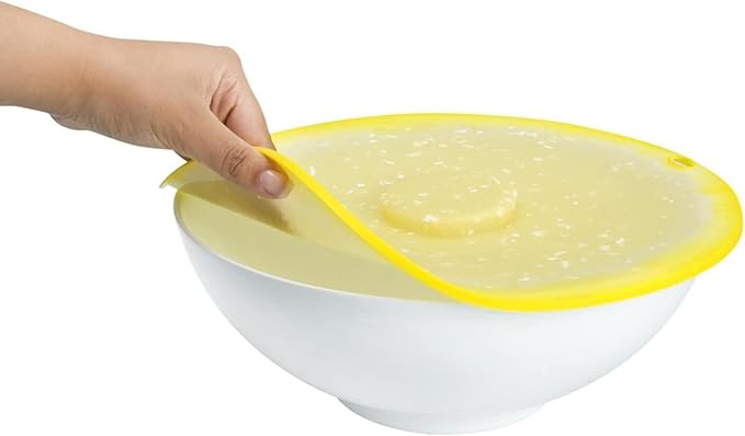 Charles Viancin - Lemon Silicone Lid for Food Storage and Cooking - 9''/23cm - Airtight Seal on Any Smooth Rim Surface - BPA-Free - Oven, Microwave, Freezer, Stovetop and Dishwasher Safe