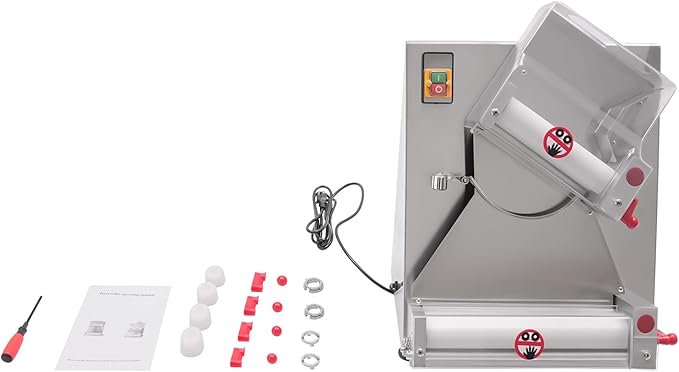 Pizza Dough Roller Machine,Pasta Maker,4-12" Automatic Commercial Dough Roller Sheeter, Stainless Steel Adjustable Thickness Dough Machine, for Pasta Maker Equipment