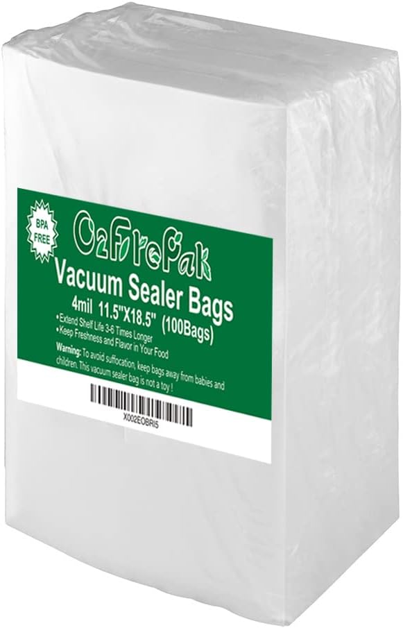 O2frepak Large Gallon 4mil 11.5" x 18.5" Thick Vacuum Sealer Bags with BPA Free and Puncture Prevention,Vacuum Seal Freezer Bags,Great for Sous Vide Vaccume Sealer PreCut Bags