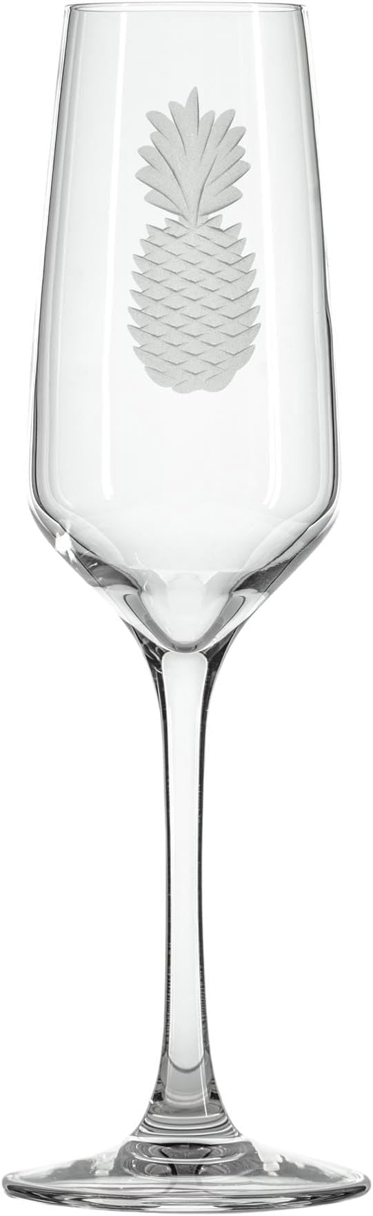 Rolf Glass Fresh Pineapple Champagne Flute | 5.75oz Toasting Glasses | Diamond-Wheel Engraved and Polished | Designed and Engraved in the USA | Lead-Free | Set of 4