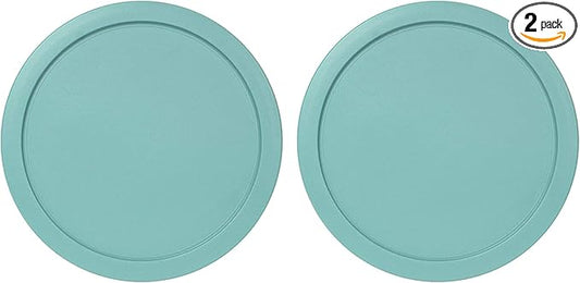 Replacement Lids for Pyrex 4-Cup Glass Food Storage Container Bowls, 6-Inch Plastic Round Lids Covers fits Pyrex 7201-PC, Airtight & Leakproof (2-Pack, Turquoise)