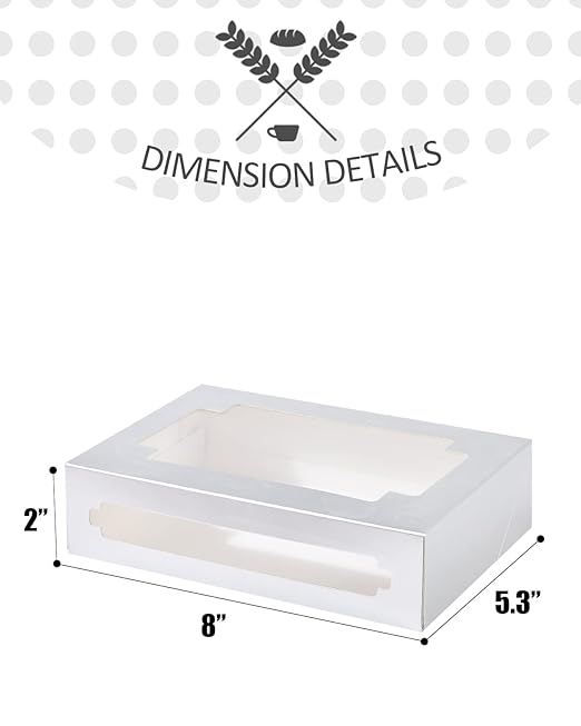 qiqee Silver Cookie Boxes for Gift Giving 8x5.3x2 inch 24Packs Silver Treat Box with Window Bakery Box for Donuts Candies and Biscuit