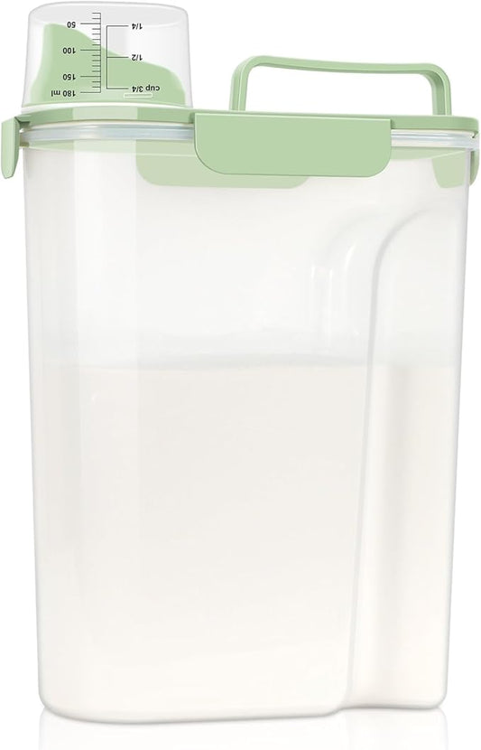Airtight 10LBS/ Rice/Cereal/Dry Food Storage Container BPA Free, 5.28Qt Clear Plastic Kitchen and Pantry Organization Bin Suitable for Oats, Flour, Sugar, Pasta, Pet Food, etc (Fruit Green