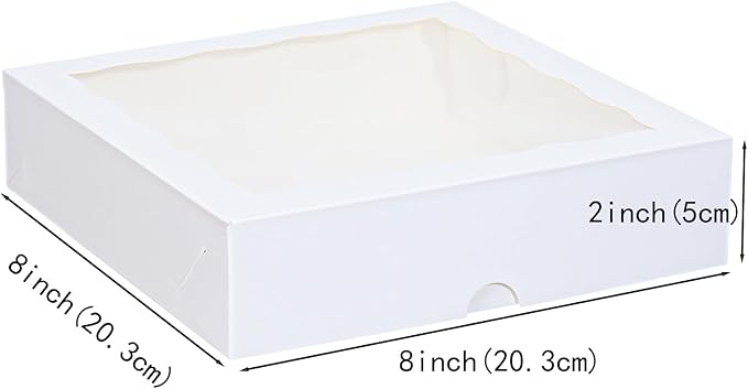 30pcs 8x8x2 Inches White Cookies Boxes Packaging for Cakes, Strawberries, Truffles & More