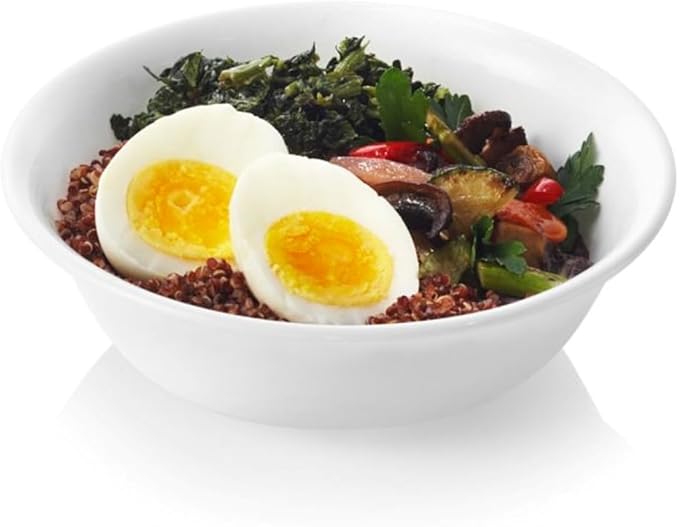 Corelle Vitrelle 6-Piece Soup/Cereal Bowl Set Triple Layer Glass and Chip Resistant, 18-Oz Lightweight Round Bowls, Winter Frost White