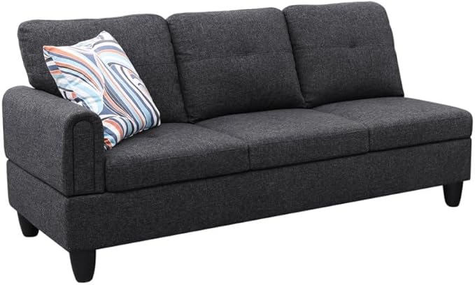 NicBex L Shaped Couch Sectional Couches for Living Room 2 Pieces Modern Sectional Sofa with Right Chaise Sectional Couch with Solid Frame for Living Room, Linen, Black Grey