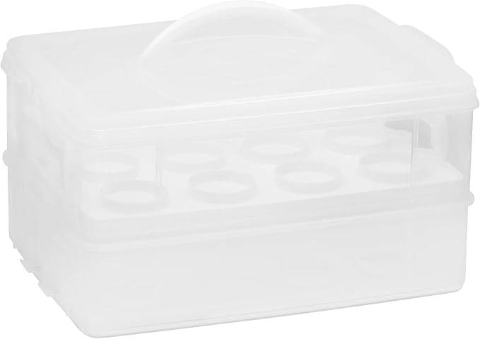 Snapware (2-Layer, 24 Cupcakes Plastic Detachable Cupcake Carrier Storage Container With Lid and Handle, Freezer Dishwasher Microwave Safe (Pack of 3)
