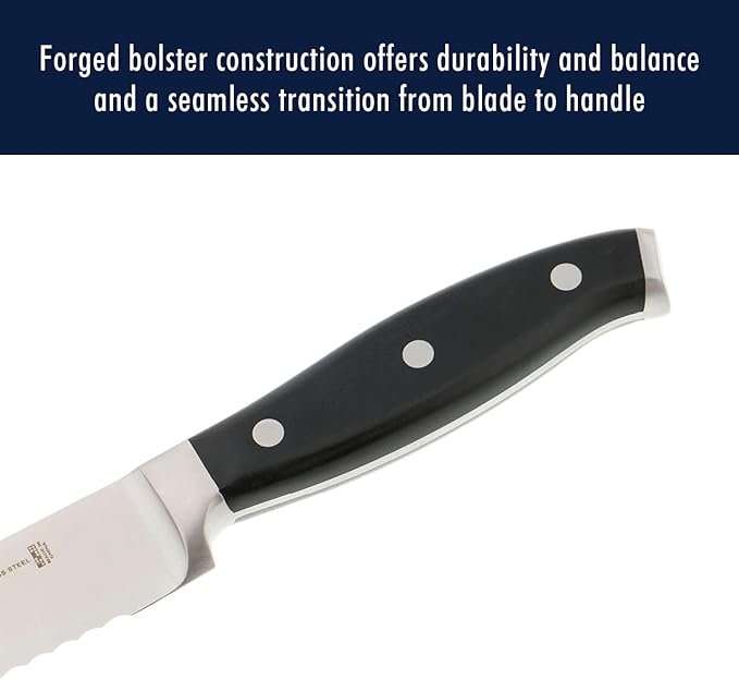 HENCKELS Forged Premio 8-inch Bread Knife, Black/Stainless Steel