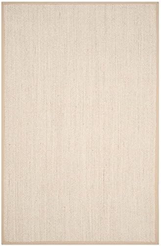SAFAVIEH Area Rug 9x12 - Natural Fiber Collection - Large - Marble & Linen Color, Sisal, Woven Design with Border (NF143B)