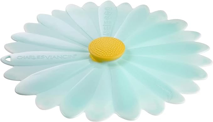 Charles Viancin - Daisy Silicone Lid for Food Storage and Cooking - 11''/28cm - Airtight Seal on Any Smooth Rim Surface - BPA-Free - Oven, Microwave, Freezer, Stovetop and Dishwasher Safe - Aqua