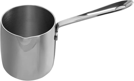 Milk Warmer Turkish Coffee Pot Butter Warmer Melting Pot 18/10 Stainless Steel Small Saucepan with Pour Spout Cookware 12oz Capacity (370ml)