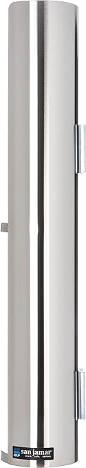 San Jamar Lid Dispenser Wall-Mounted, 12-24 Oz with Dual Lid Capacity for Restaurants, Dining Halls, and Fast Food, Stainless Steel, 23.5 Inches, Silver