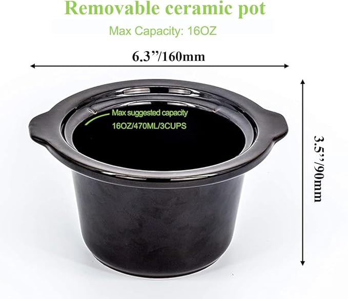 Mini Slow Cooker 0.65qt(20oz) warmer, fondue pot set,chocolate melting pot (stainless steel)… (red)